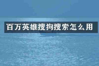百万英雄搜狗搜索怎么用