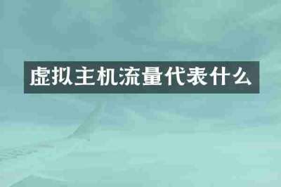 虚拟主机流量代表什么