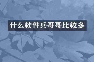 什么软件兵哥哥比较多