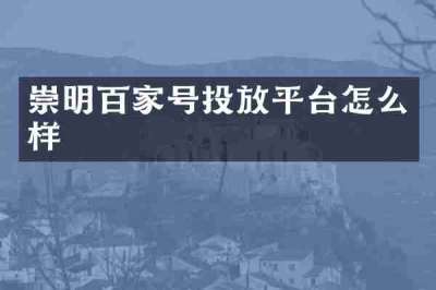 崇明百家号投放平台怎么样