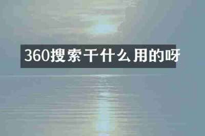 360搜索干什么用的呀