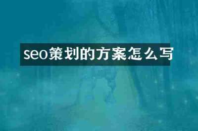 seo策划的方案怎么写