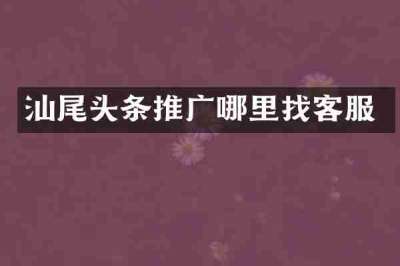汕尾头条推广哪里找客服