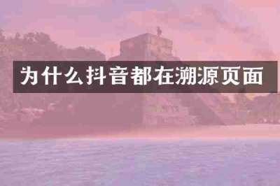 为什么抖音都在溯源页面