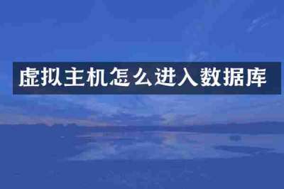 虚拟主机怎么进入数据库