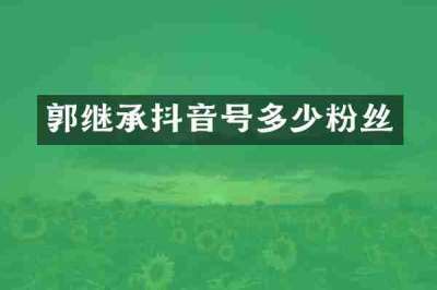 郭继承抖音号多少粉丝