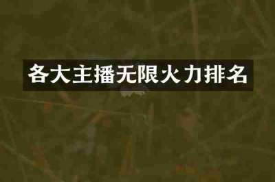 各大主播无限火力排名