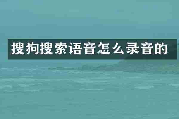 搜狗搜索语音怎么录音的