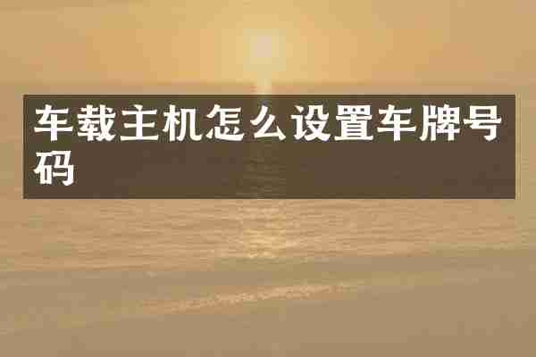 车载主机怎么设置车牌号码
