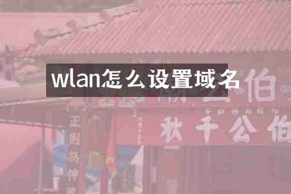 wlan怎么设置域名