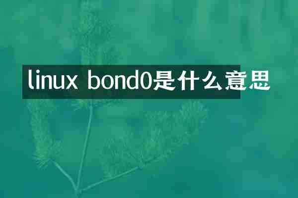 linux bond0是什么意思