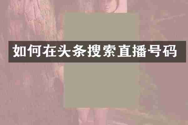 如何在头条搜索直播号码