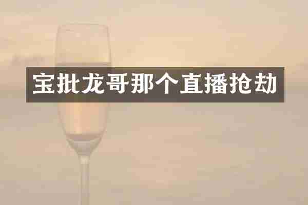 宝批龙哥那个直播抢劫