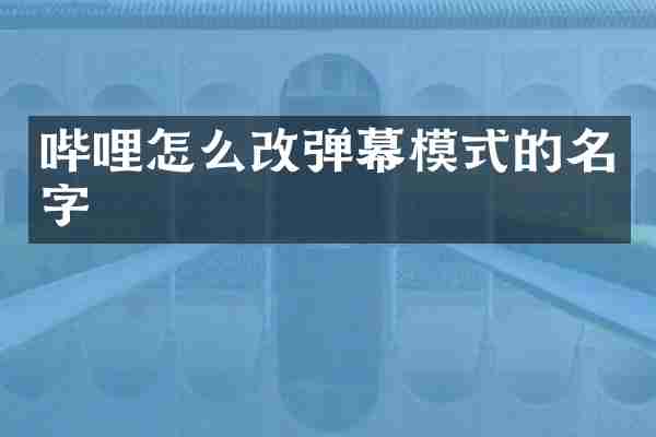 哔哩怎么改弹幕模式的名字