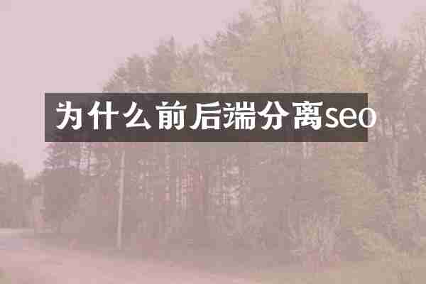 为什么前后端分离seo