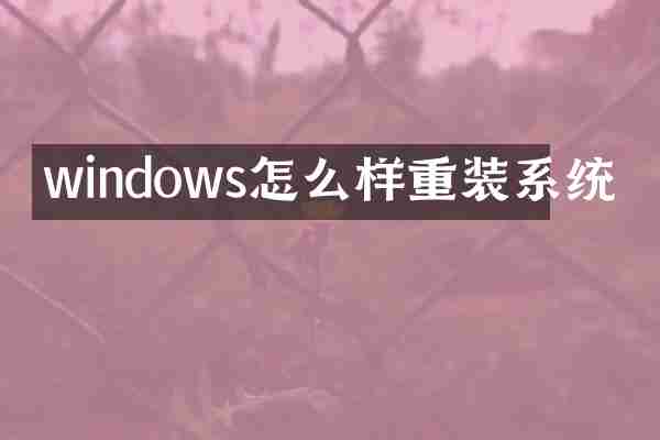 windows怎么样重装系统