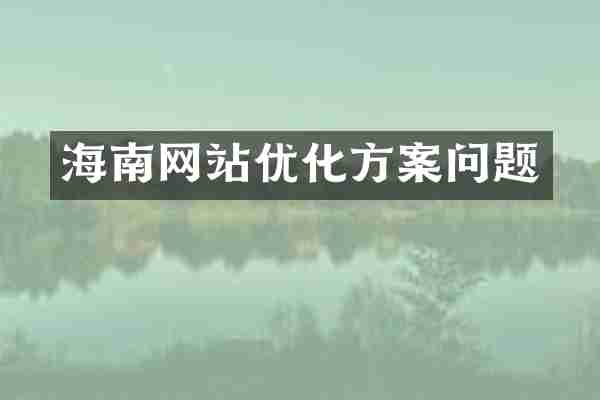 海南网站优化方案问题