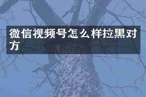 微信视频号怎么样拉黑对方