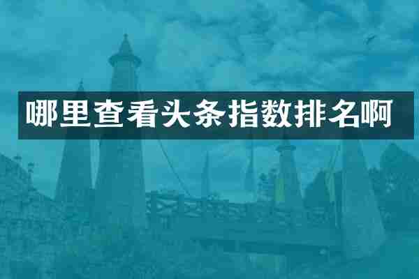 哪里查看头条指数排名啊