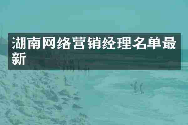 湖南网络营销经理名单最新