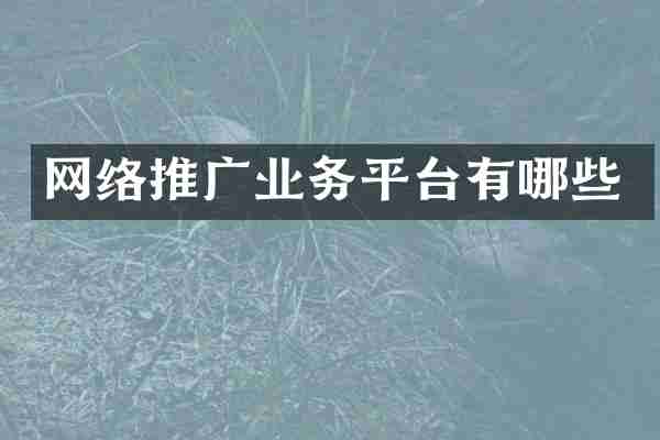 网络推广业务平台有哪些