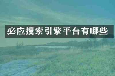 必应搜索引擎平台有哪些