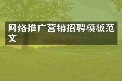 网络推广营销招聘模板范文