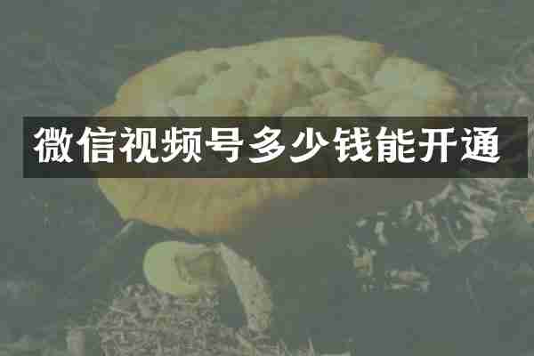 微信视频号多少钱能开通
