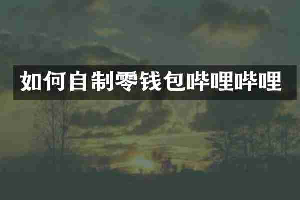 如何自制零钱包哔哩哔哩