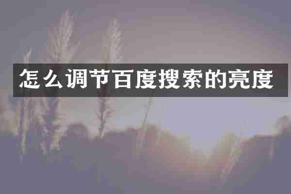 怎么调节百度搜索的亮度