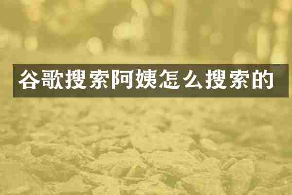 谷歌搜索阿姨怎么搜索的