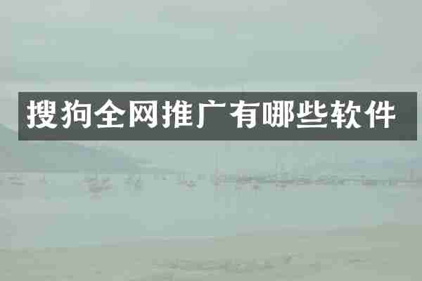 搜狗全网推广有哪些软件