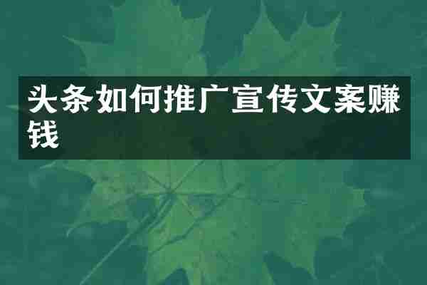 头条如何推广宣传文案赚钱
