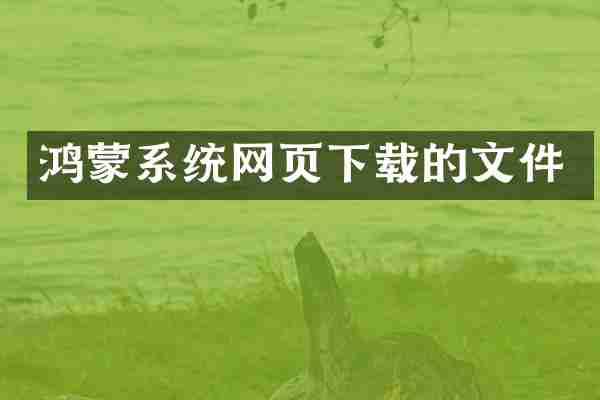 鸿蒙系统网页下载的文件
