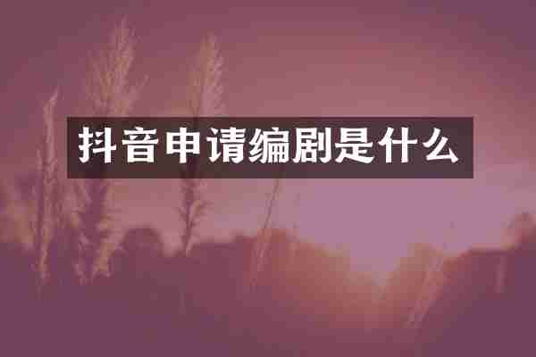 抖音申请编剧是什么