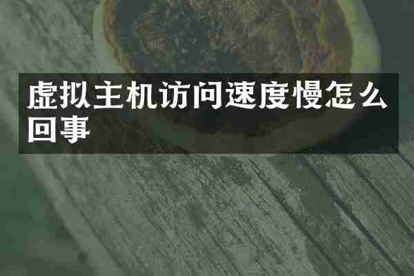 虚拟主机访问速度慢怎么回事