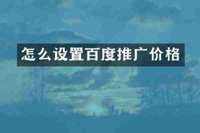 怎么设置百度推广价格
