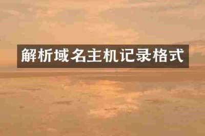 解析域名主机记录格式