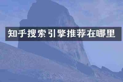 知乎搜索引擎推荐在哪里