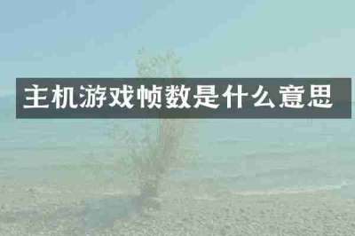 主机游戏帧数是什么意思