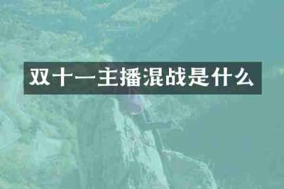 双十一主播混战是什么