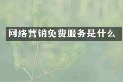 网络营销免费服务是什么