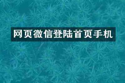 网页微信登陆首页手机