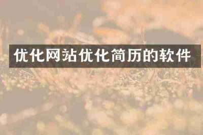 优化网站优化简历的软件
