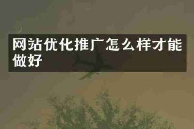 网站优化推广怎么样才能做好