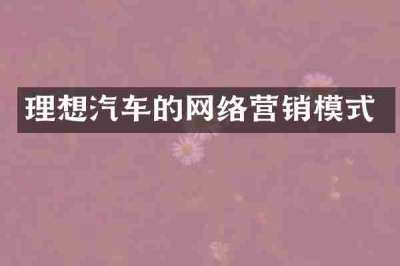 理想汽车的网络营销模式