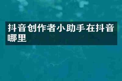 抖音创作者小助手在抖音哪里