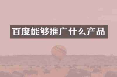 百度能够推广什么产品