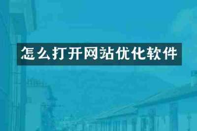 怎么打开网站优化软件