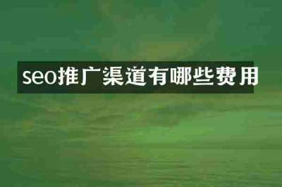 seo推广渠道有哪些费用